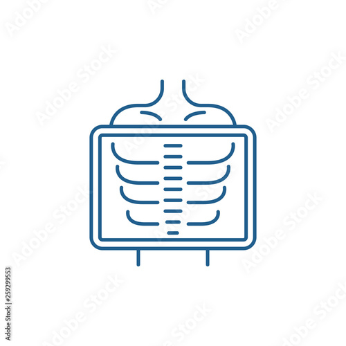 X ray line concept icon. X ray flat  vector website sign, outline symbol, illustration.