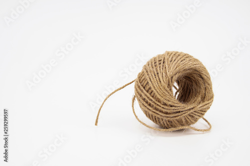 Brown rope roll isolated on white background