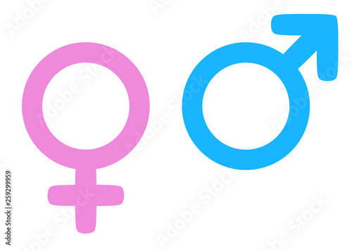 color gender icon, man and woman symbols, vector