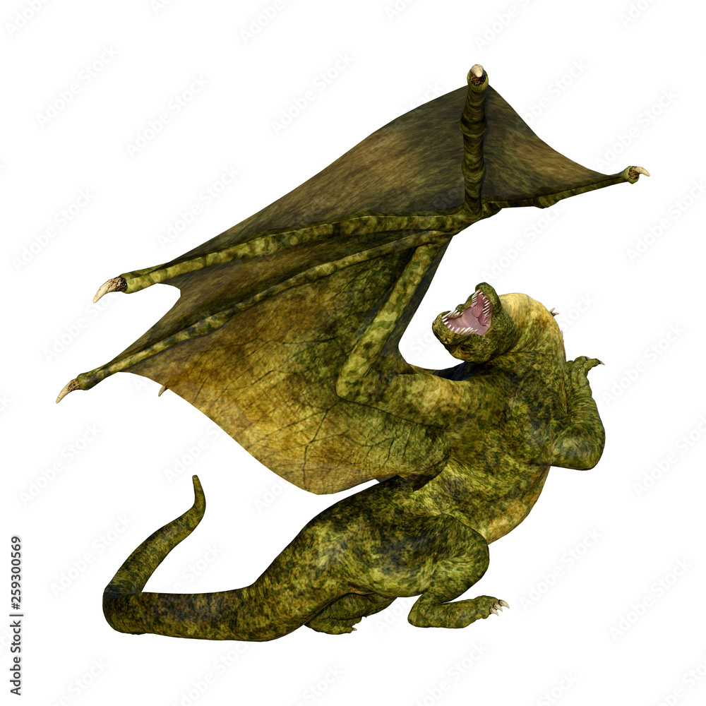 Fototapeta premium 3D Rendering Fairy Tale Dragon on White