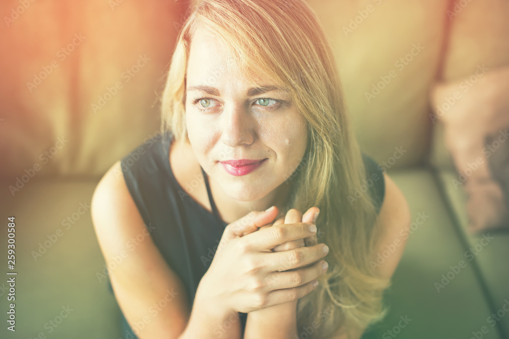 Fair Hair Female Holding Cup Tea Coffee Fair Hair Female Holding Cup Tea Coffee