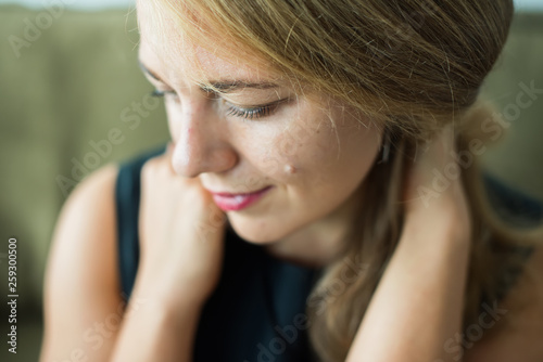 Fair Hair Female Holding Cup Tea Coffee