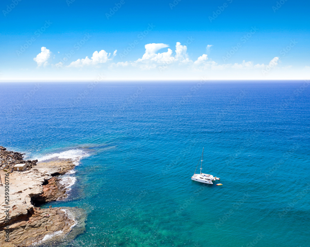 Summer photo of beach and blue ocean. Gran Canaria landscape. 