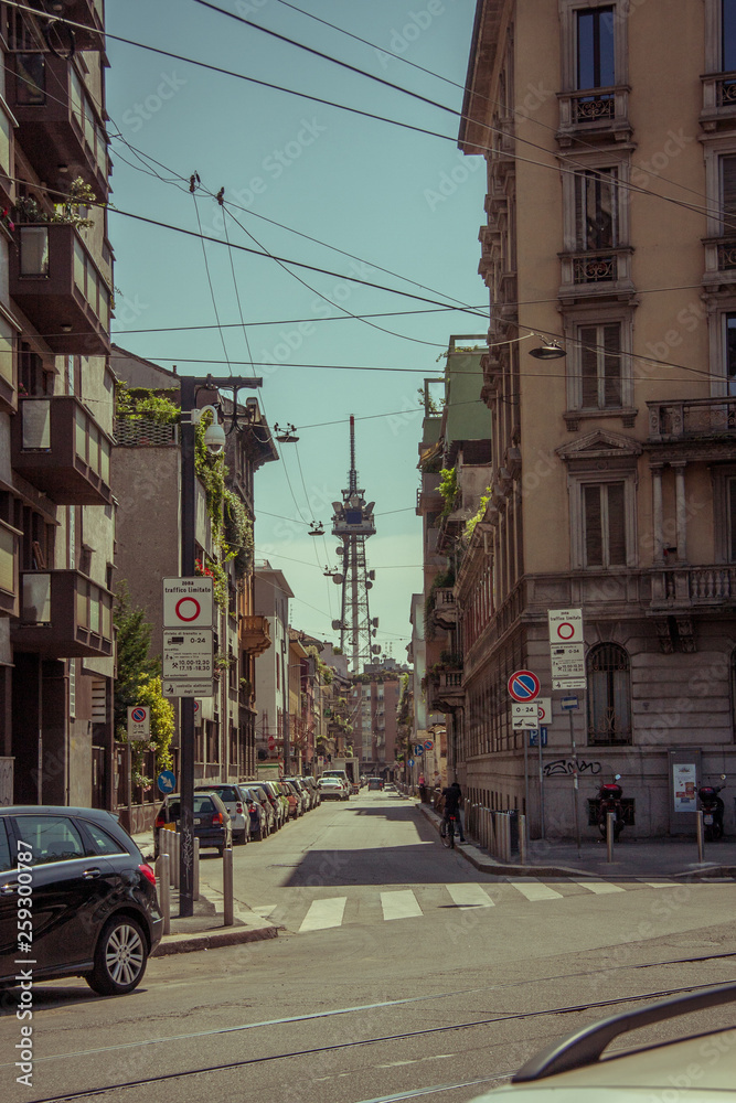 telecommunications and tv antenna in Milan. Italy.