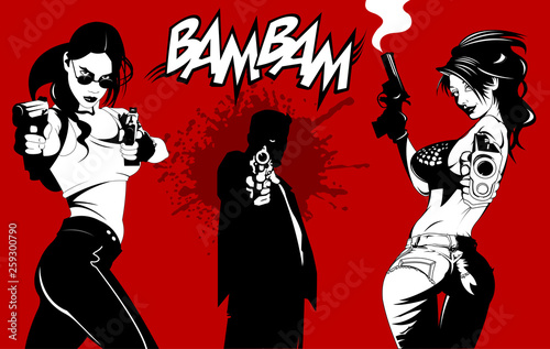 criminal girls and man