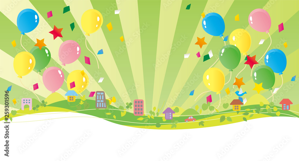 風船が元気に飛ぶイラスト Stock Vector Adobe Stock