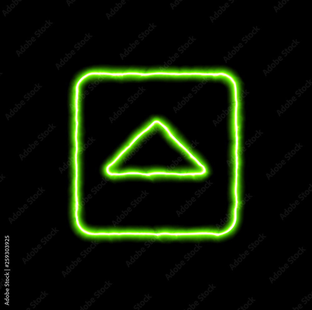 green neon symbol caret square up green neon symbol caret square up