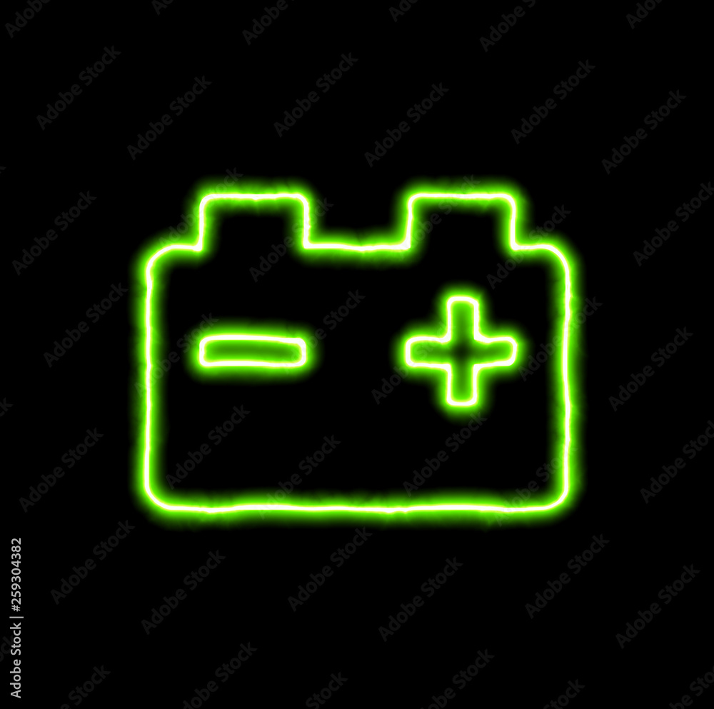 green neon symbol car battery green neon symbol car battery