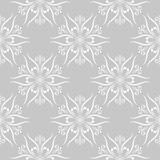  Floral pattern. Seamless white flowers on gray background