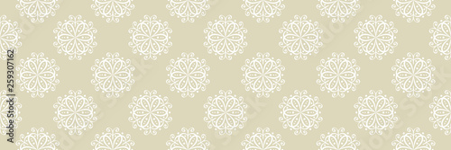 Floral seamless pattern. White flowers on olive green background