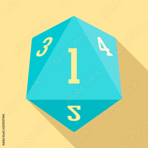 Dice polygonal number icon. Flat illustration of dice polygonal number vector icon for web design