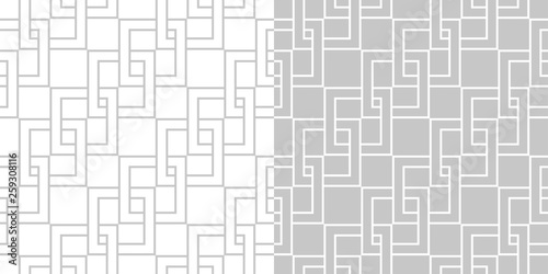 Geometric seamless patterns. White and gray square backgrounds compilation