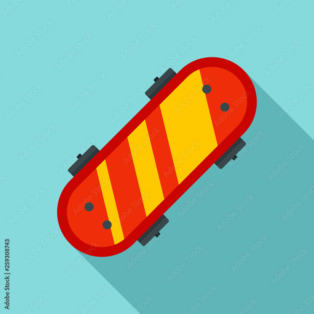 Fototapeta Top view skateboard icon. Flat illustration of top view skateboard vector icon for web design