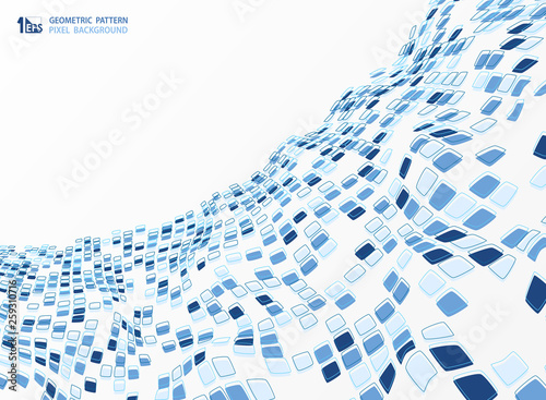 Abstract blue tone color square pattern of geometric background design. illustration vector eps10