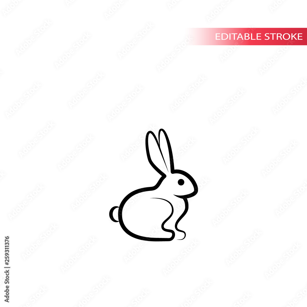 Rabbit line vector icon. Bunny outline, fully editable black stroke icon. Rabbit line vector icon. Bunny outline, fully editable black stroke icon.
