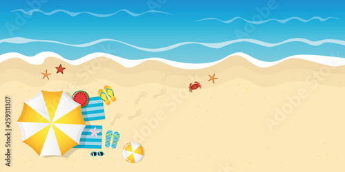summer holiday on the beach top view background with copy space vector illustration EPS10