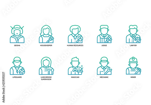 Jobs and occupations icons set
