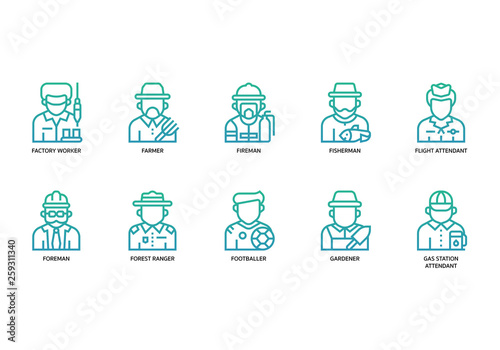 Jobs and occupations icons set