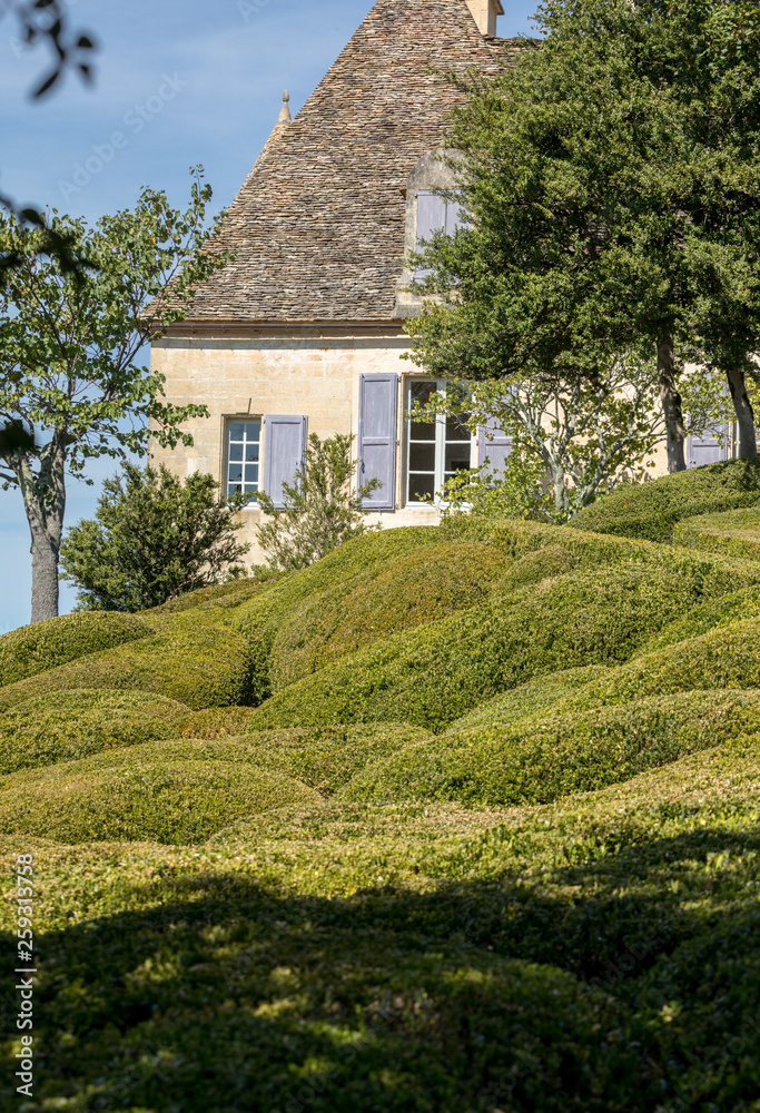 Topiary in the gardens of the Jardins de Marqueyssac in the Dordogne region of France