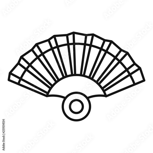 Open hand fan icon. Outline open hand fan vector icon for web design isolated on white background