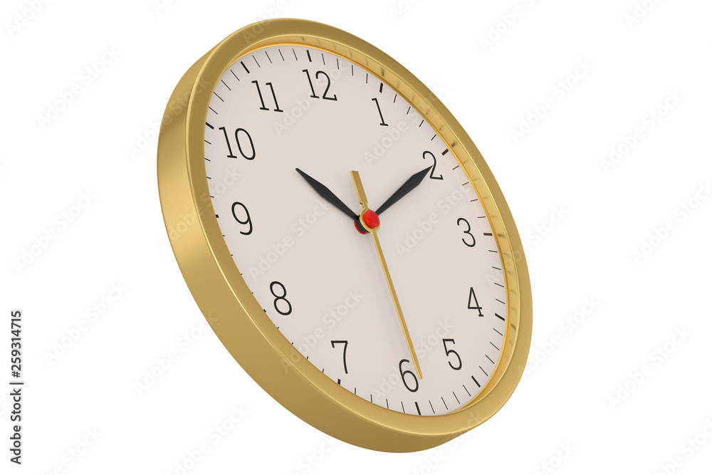 Gold clock isolated on white background. 3D illustration. Gold clock isolated on white background. 3D illustration.