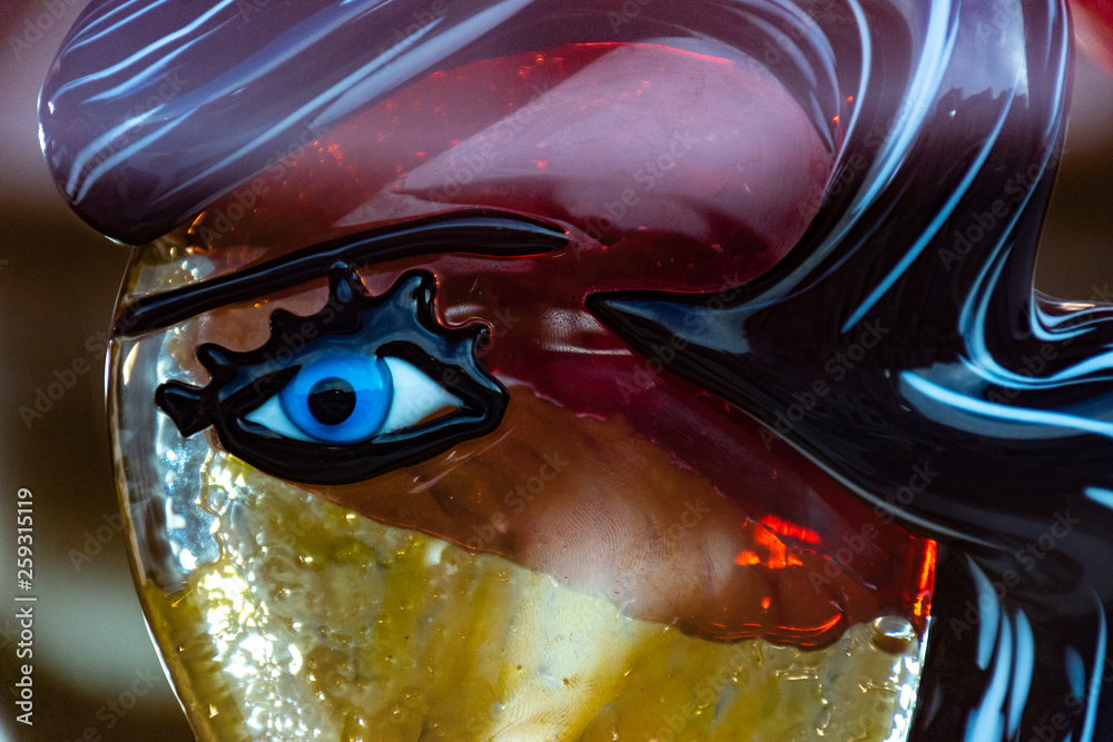 Italy, Venice, Murano, glass objects in shop windows.