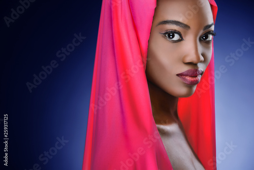 Beautiful black woman with red cloth