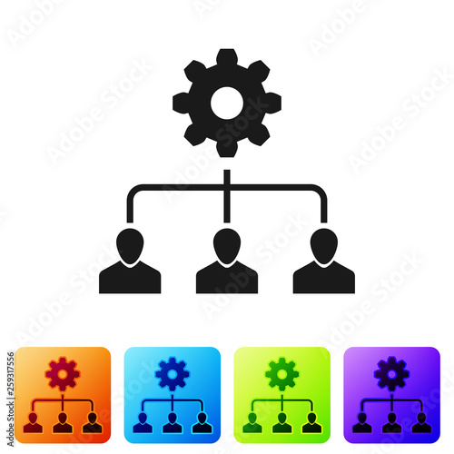 Black Lead management icon isolated on white background. Set icon in color square buttons. Vector Illustration