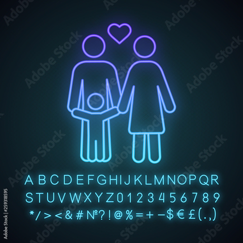 Child support neon light icon