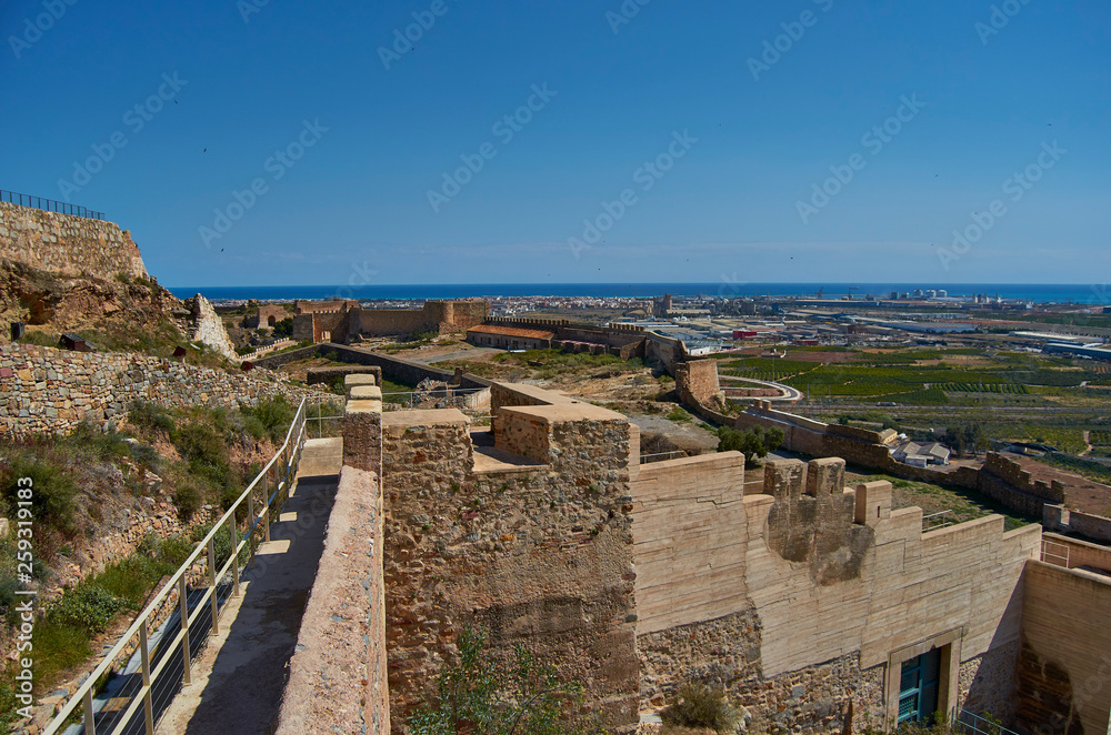 Old medieval walls of the Castle of Sagunto