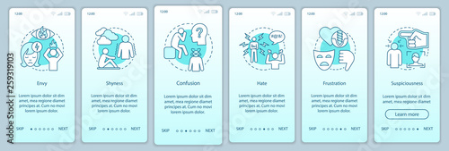 Hard feelings onboarding mobile app page screen vector template