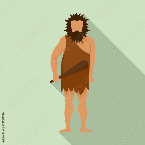 Stone age man icon. Flat illustration of stone age man vector icon for web design