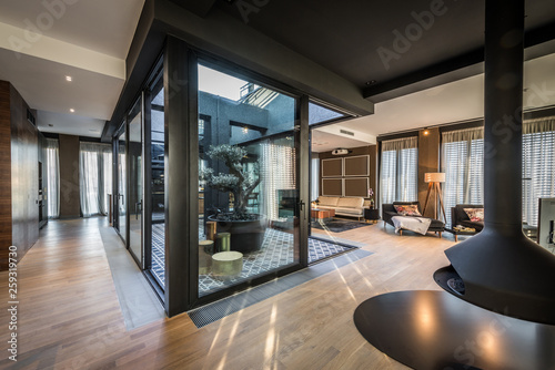 Interior of modern luxury penthouse apartment