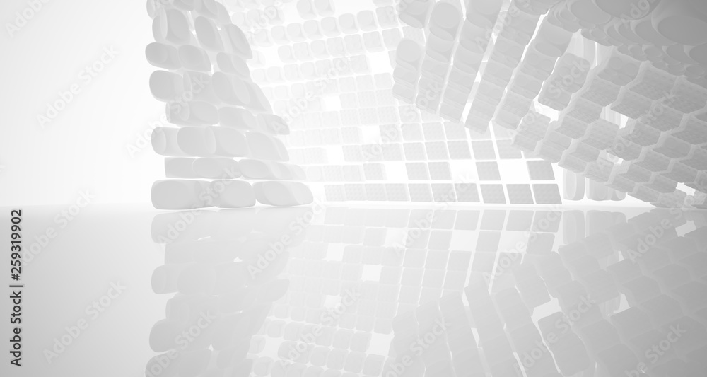 Fototapeta premium White smooth abstract architectural background. 3D illustration and rendering