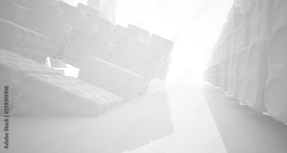 Fototapeta premium White smooth abstract architectural background. 3D illustration and rendering