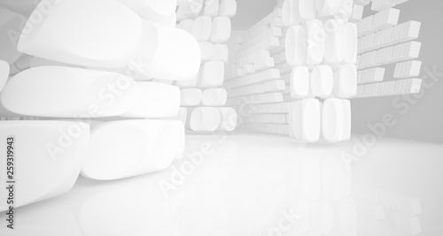 White smooth abstract architectural background. 3D illustration and rendering