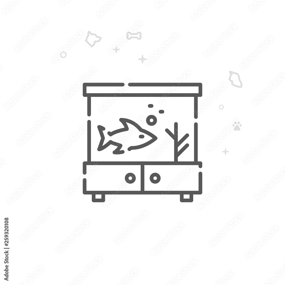 Aquarium Vector Line Icon, Symbol, Pictogram, Sign. Light Abstract Geometric Background. Editable Stroke Aquarium Vector Line Icon, Symbol, Pictogram, Sign. Light Abstract Geometric Background. Editable Stroke