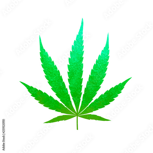 Green metallic cannabis leaf vector