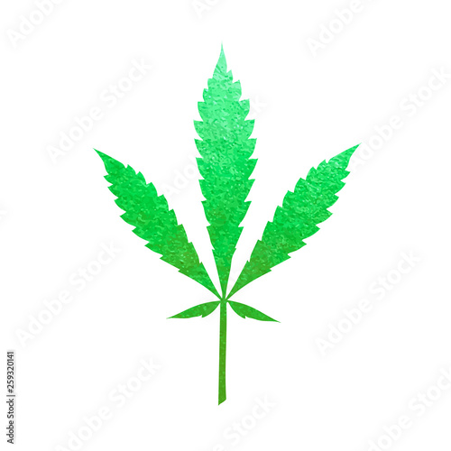 Green metallic cannabis leaf vector