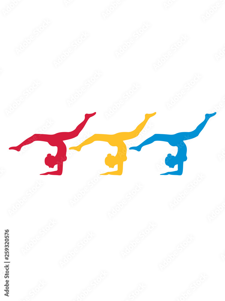 bunte reihe 3 freunde team gymnastik sport turnen ballette mädchen frau weiblich tunerin silhouette logo clipart yoga verein bunte reihe 3 freunde team gymnastik sport turnen ballette mädchen frau weiblich tunerin silhouette logo clipart yoga verein