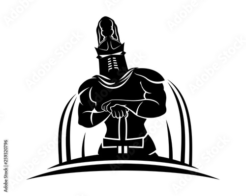 Knight with sword sign on a white background.