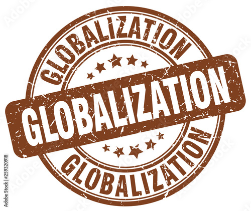 globalization brown grunge stamp