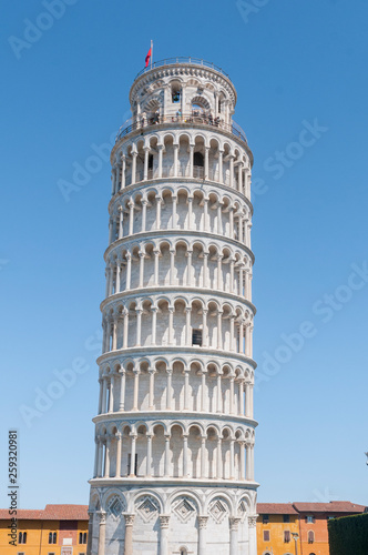 Pisa, the leanig tower in Piazza dei Miracoli field