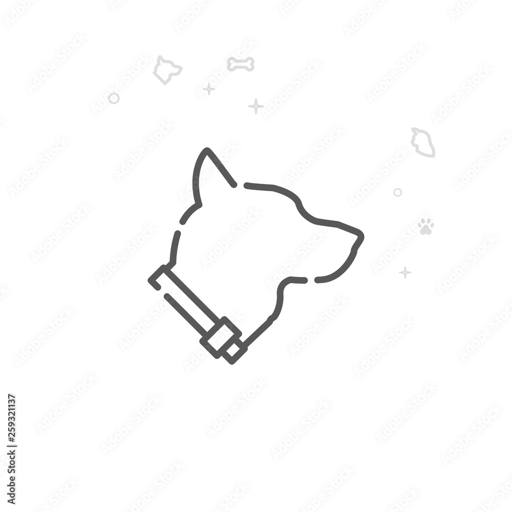 Dog Head Profile Vector Line Icon, Symbol, Pictogram, Sign. Light Abstract Geometric Background. Editable Stroke Dog Head Profile Vector Line Icon, Symbol, Pictogram, Sign. Light Abstract Geometric Background. Editable Stroke