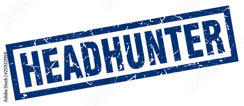 square grunge blue headhunter stamp