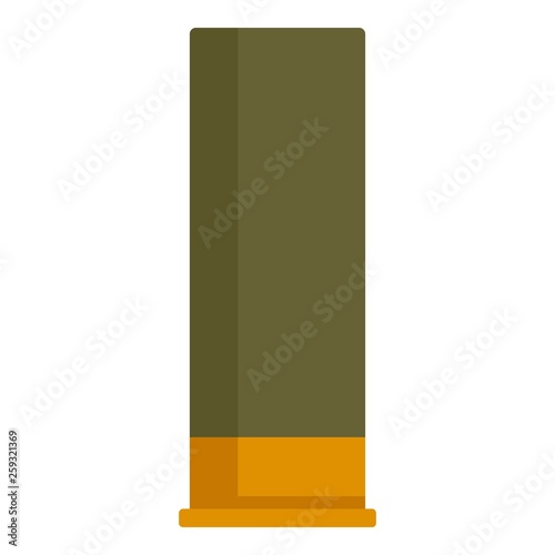 Shotgun green cartridge icon. Flat illustration of shotgun green cartridge vector icon for web design