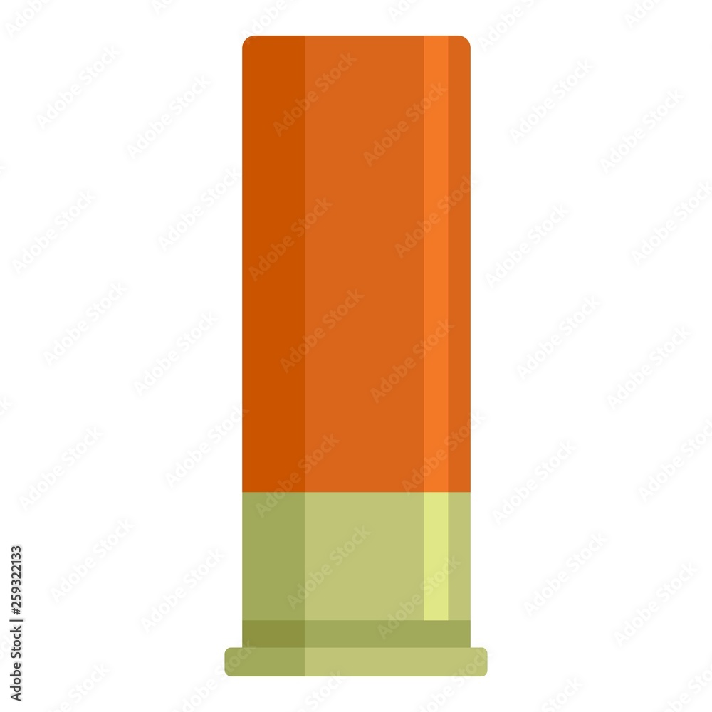 Orange shotgun cartridge icon. Flat illustration of orange shotgun cartridge vector icon for web design