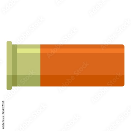 Orange cartridge shotgun icon. Flat illustration of orange cartridge shotgun vector icon for web design