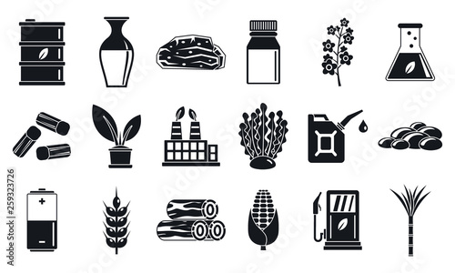 Nature bio fuel icons set. Simple set of nature bio fuel vector icons for web design on white background
