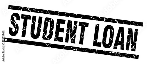 square grunge black student loan stamp